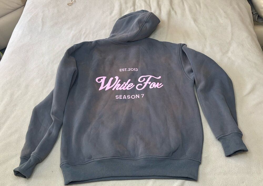 White Fox Season 7 Oversized Monument Hoodie Sweatshirt Size S/M Pink Gray